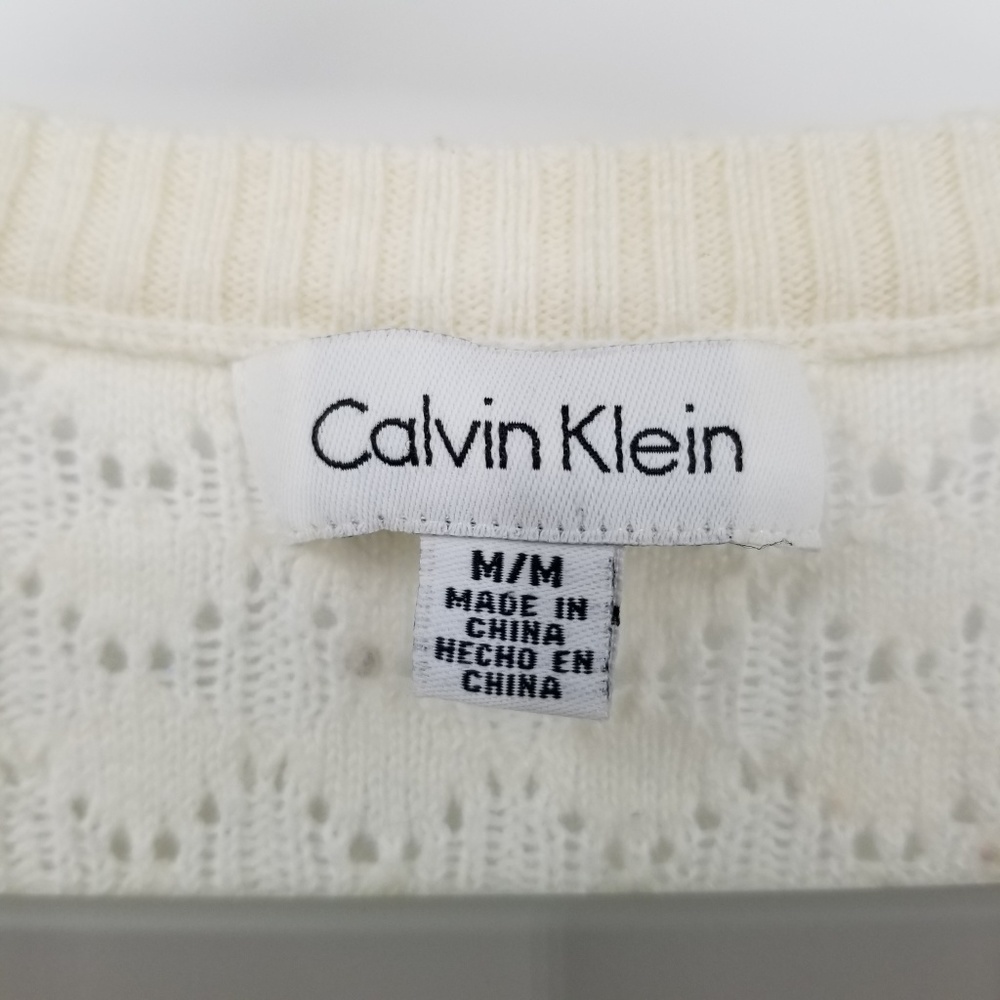 Calvin Klein V-Neck Long Tunic Sweater Cotton Wool - Picture 4 of 8